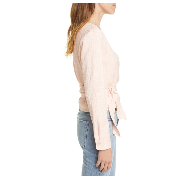 NEW SAMSØE SAMSØE PINK FLORAL JACQUARD WRAP TOP - Picture 4 of 8